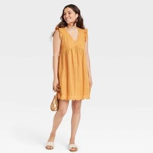 Knox Rose Mustard Yellow Eyelet Dress